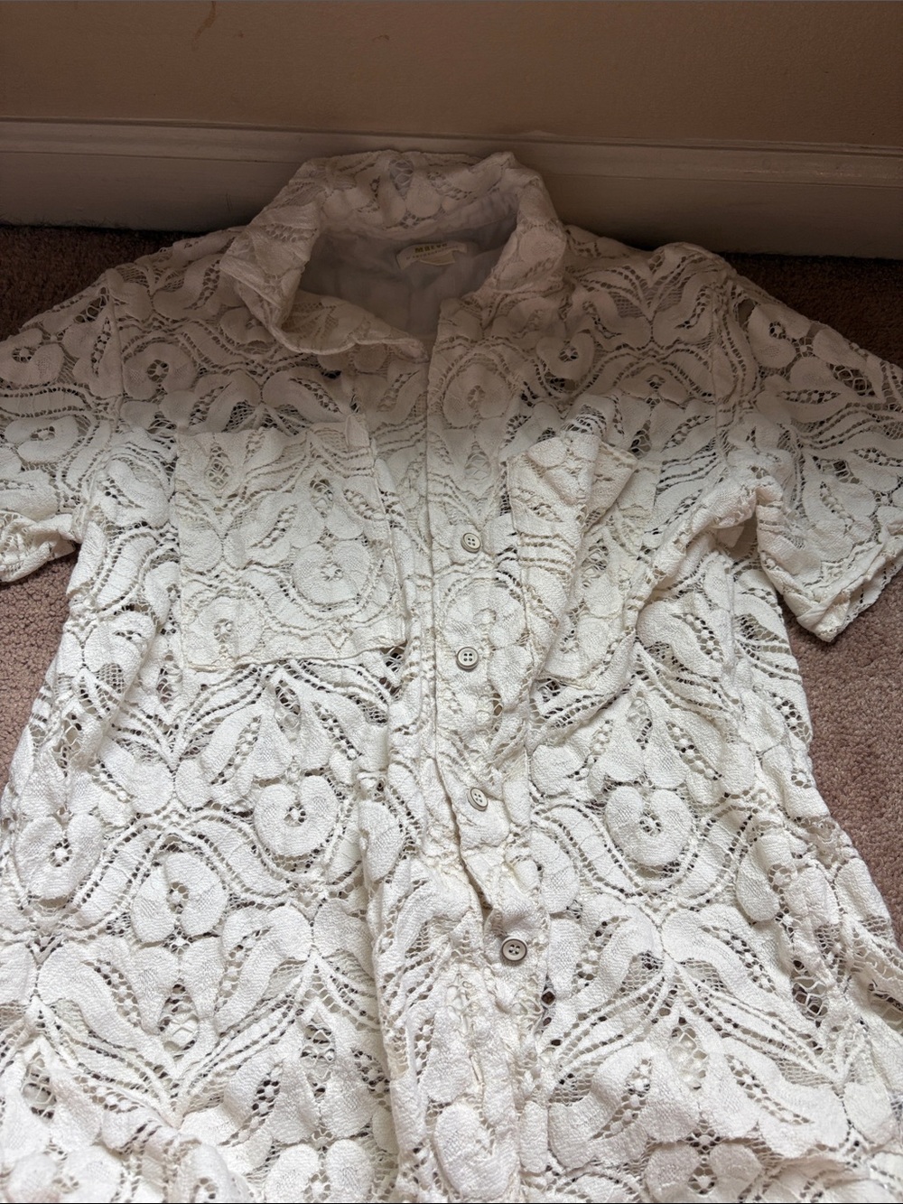 Maeve Anthropologie cream Lace Button-Down Shirt